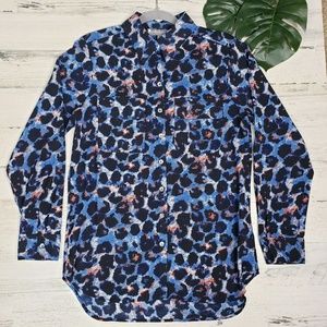 Mishca Leopard print Blue Black Button Up Blouse